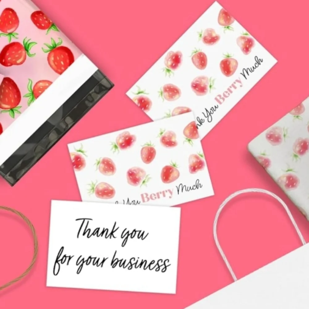 50 4x6 Strawberry Thank You Insert Cards